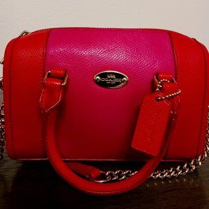 BRAND NEW Coach pink/red Color Block mini satchel Purse-never used